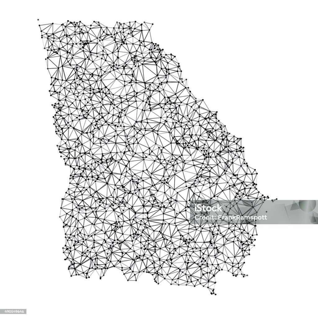 Georgia State Map Network Black And White Stock Illustration - Download