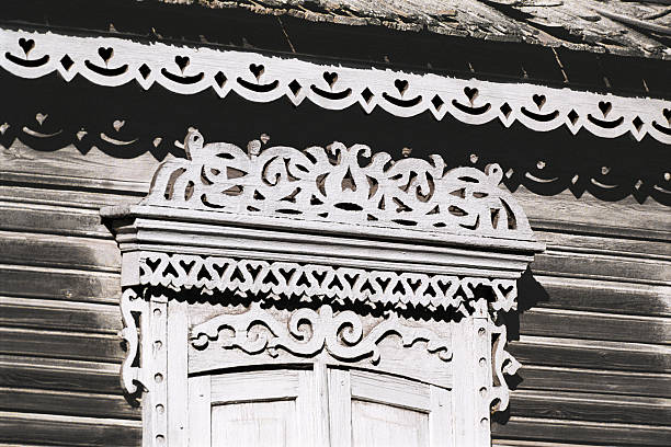 istock Fragment of the old Russian window . 490552882