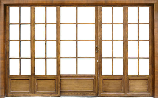 istock wooden glass door background 490553154