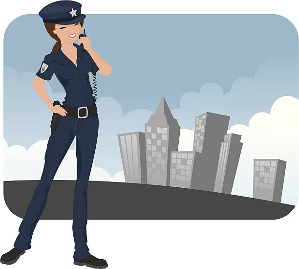 Police Officer Woman police officer on the beat. gun holster stock illustrations