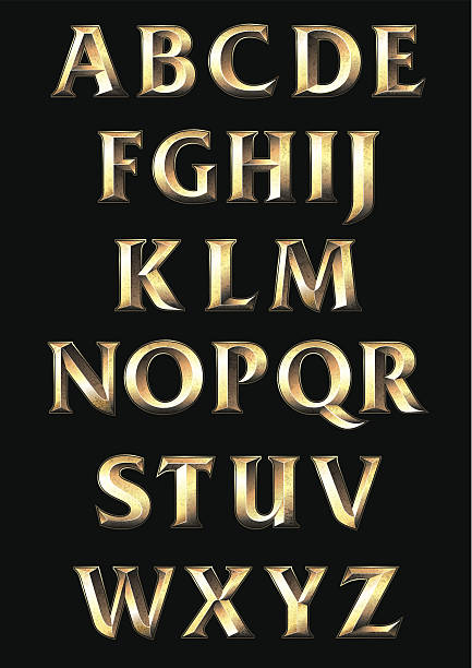 알파벳 - gold alphabet text typescript stock illustrations