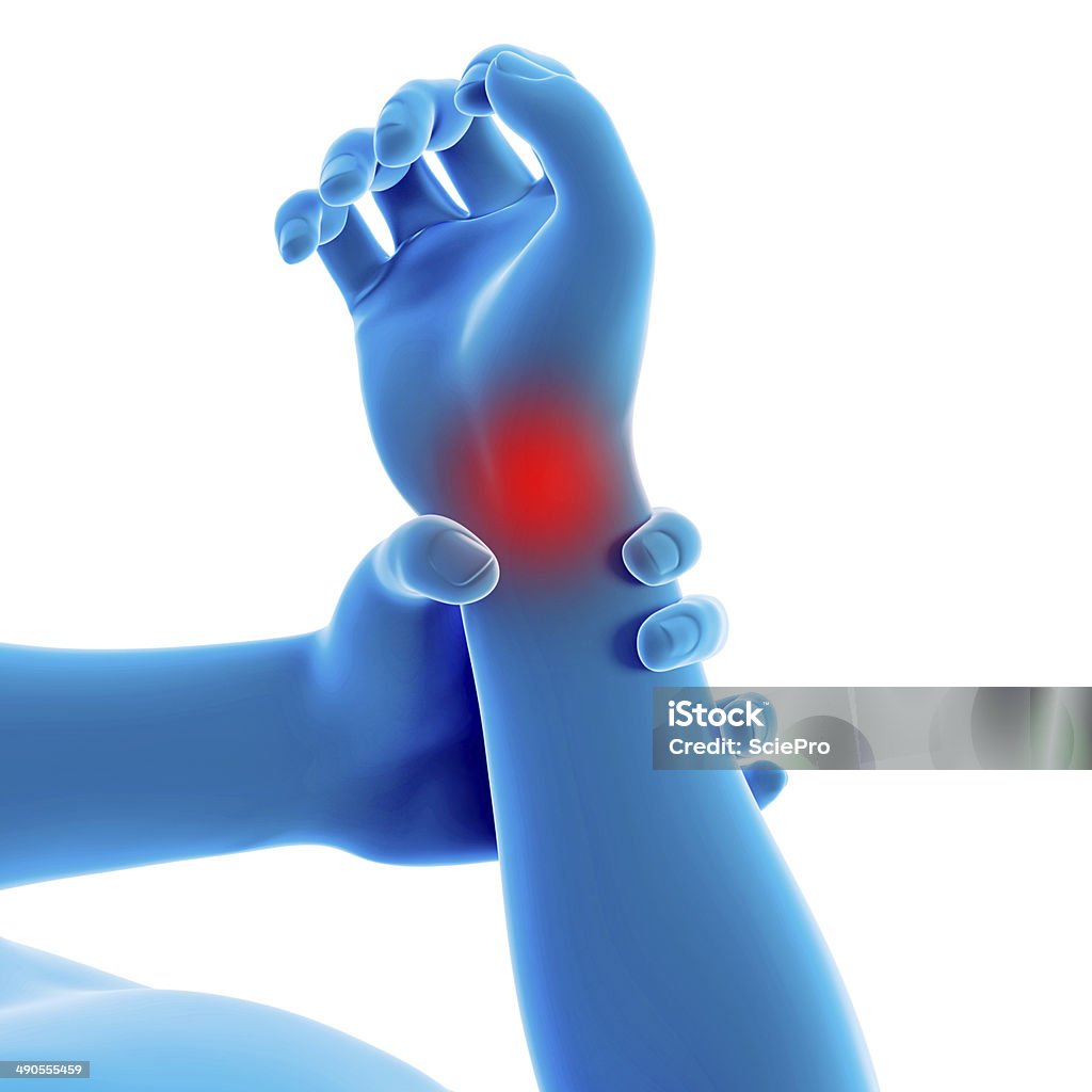 painful wrist medical 3d illustration - man having a painful wrist Illustration Stock Photo