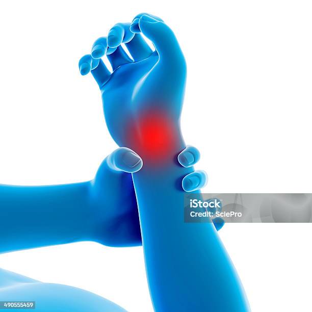 Painful Wrist Stock Photo - Download Image Now - Illustration, Pain, White Background