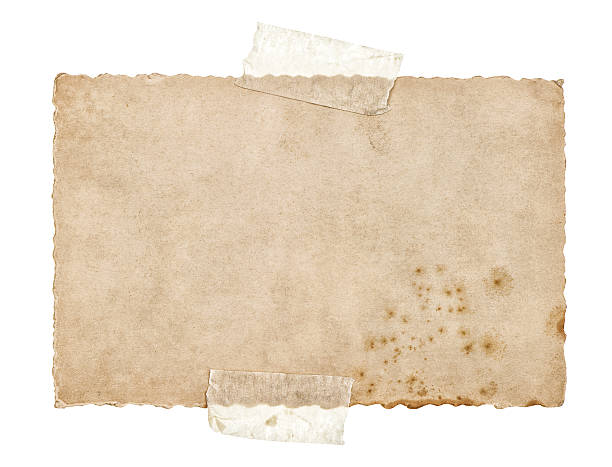 istock old grungy paper sheet with tape isolated on white 490555561