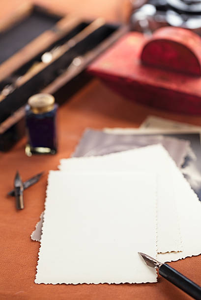 retro photos , vintage ink , pen, blotter and camera