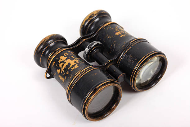 istock Antique vintage binoculars on a white background 490555690