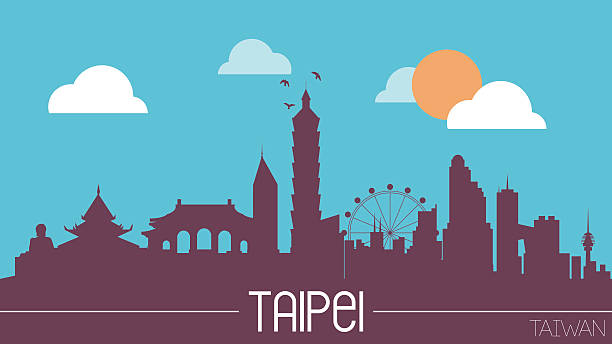 taipei, taiwan skyline silhouette - backgrounds cityscape taipei taiwan stock-grafiken, -clipart, -cartoons und -symbole