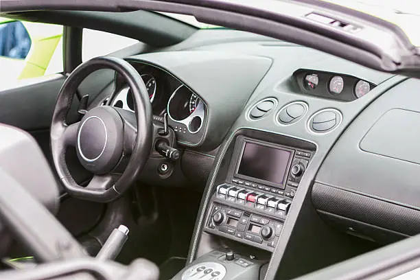 Interior of the Luxury Coupe Sportcar. Horizontal  Image Composition