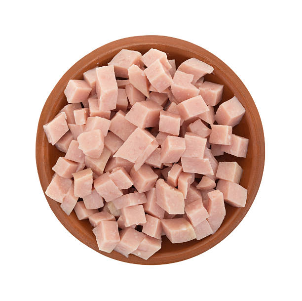 istock Diced ham in a small bowl top view 490556290