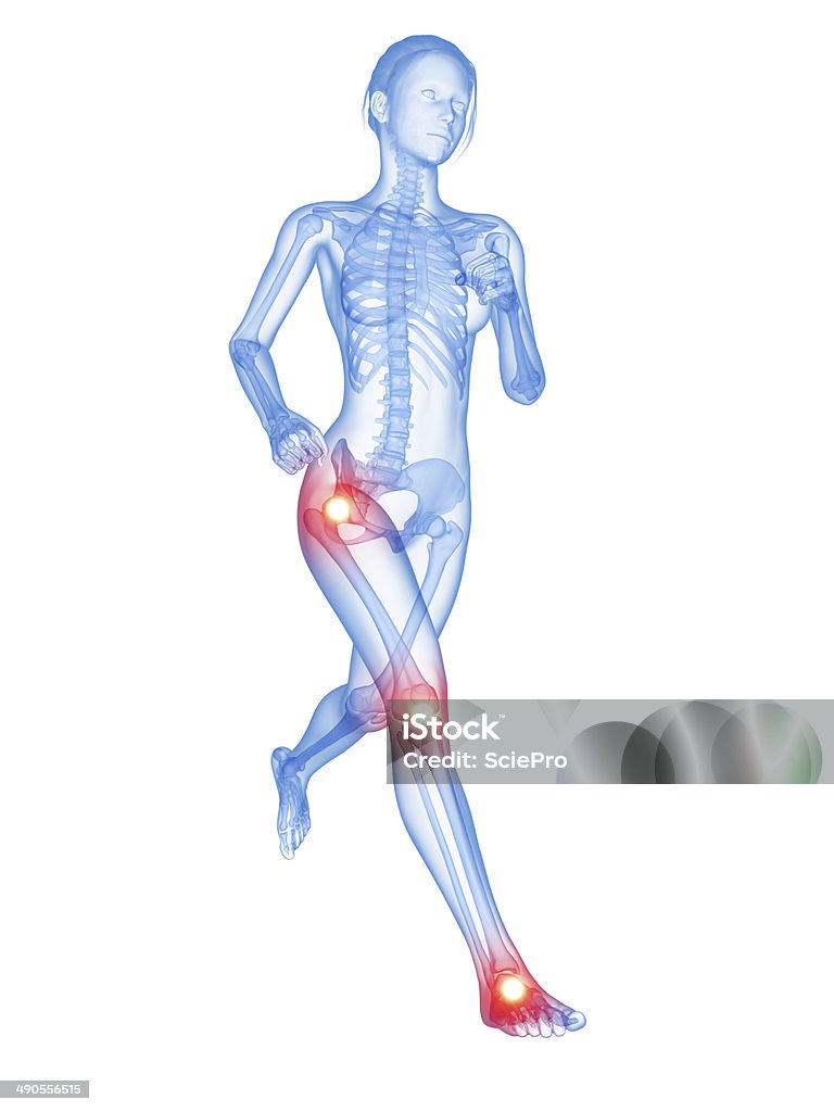 painful joints medical 3d illustration - jogger having pain in the joints Anatomy Stock Photo