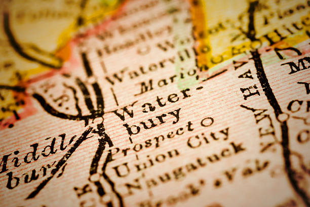 istock Waterbury, Connecticut on an Antique map 490556622