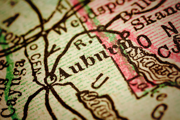 istock Auburn, New York on an Antique map 490557400