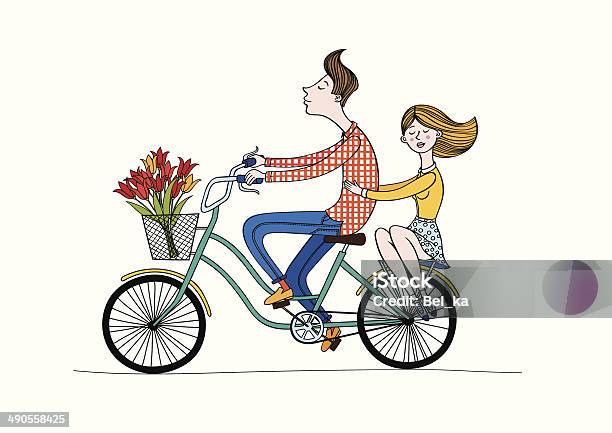 Bike Boy And Girl Stock Illustration - Download Image Now - Adolescence, Adult, Bicycle