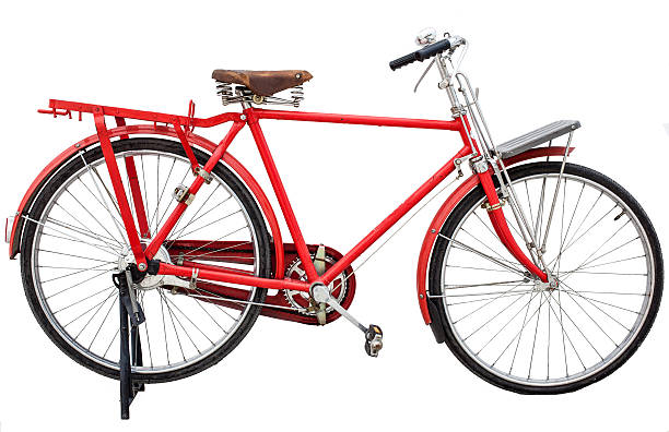 istock red vintage bicycle isolated on white  background 490558449
