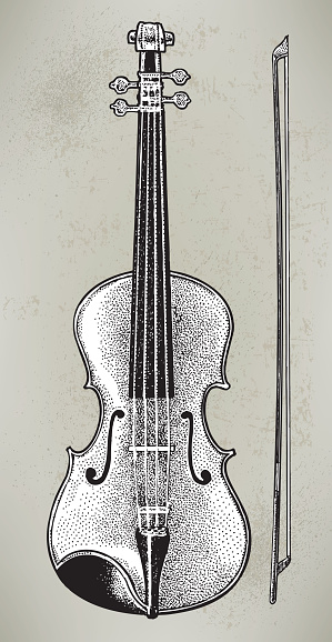 Pen and ink illustration of a violin. Scale to any size. Check out my 