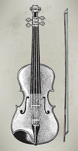 Vector illustration of Violin or Fiddle - Muscial Instrument
