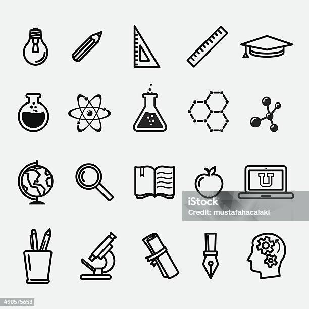 Einfache Bildung Und Wissenschaft Icons Stock Vektor Art und mehr Bilder von Chemie - Chemie, Chemieunterricht, Symbol