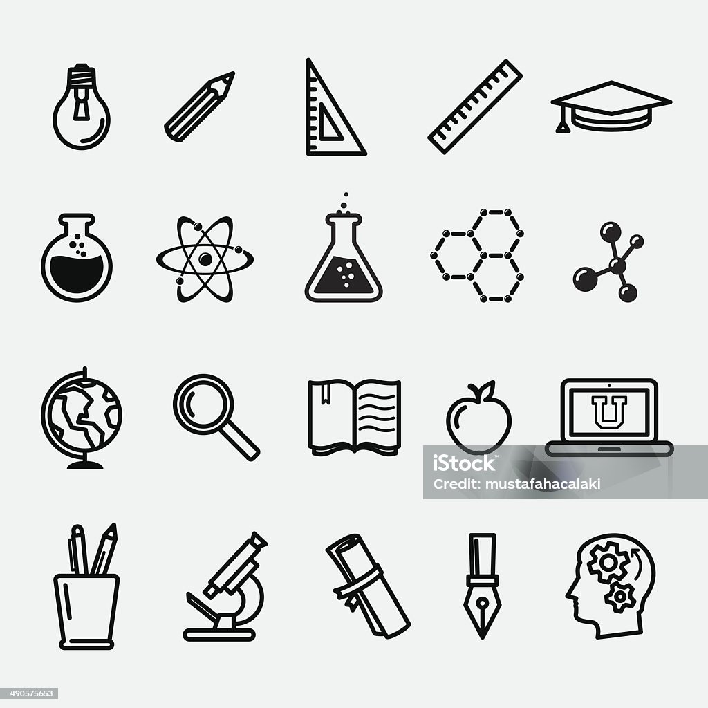 Simple education and science icons Education and science icons set. Hi-res jpg file is included. Chemistry stock vector