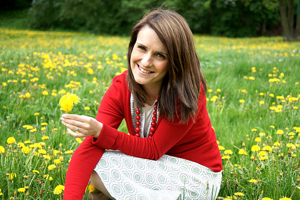 Woman enjoying nature stock photo