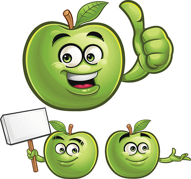 ilustrações de stock, clip art, desenhos animados e ícones de green apple mulher conjunto c - apple granny smith apple green vector
