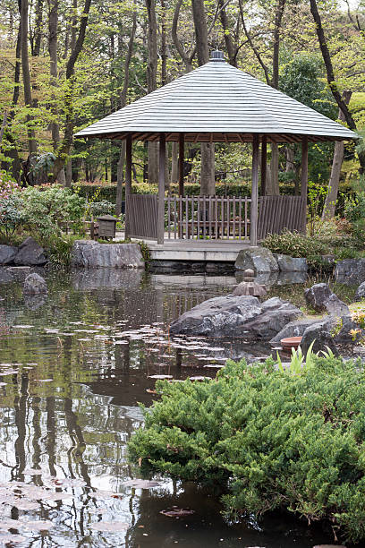 istock Gazebo in a tranquil Japanese garden 490576863