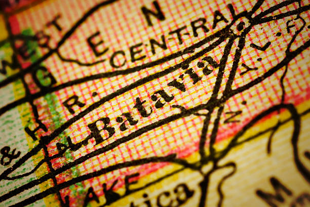 istock Batavia, New York on an Antique map 490576928