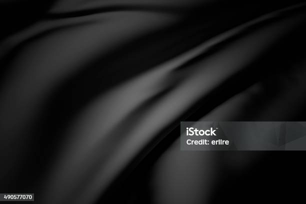 Black Silk Stock Photo - Download Image Now - Black Color, Backgrounds, Textile