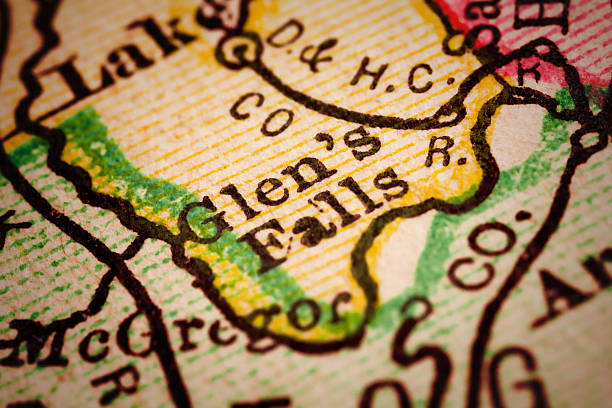 istock Glens Falls, New York on an Antique map 490577658