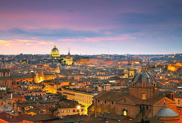 istock View of Rome at sunset time with St Peter Cathedral 490578334