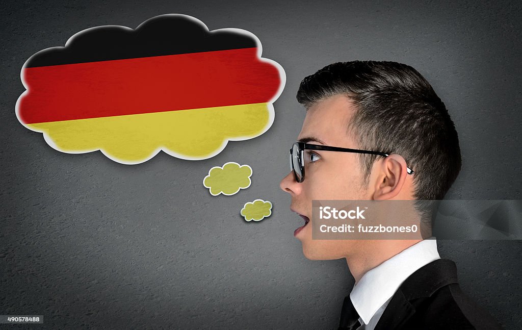 Mann lernen, sprechen Sie Deutsch - Lizenzfrei Deutsch - Sprache Stock-Foto