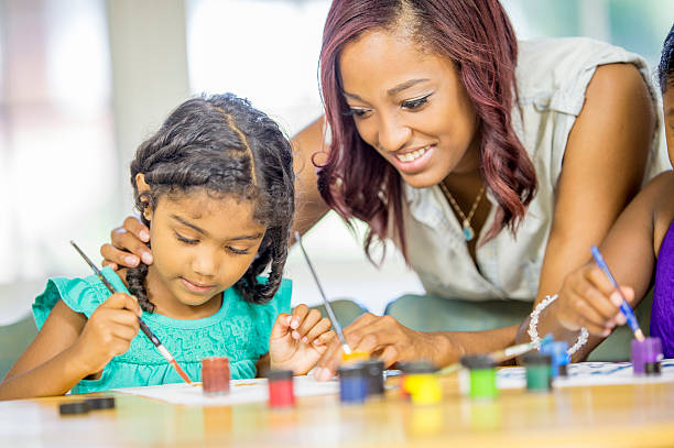 istock Mother and Daughters Painting 490579026