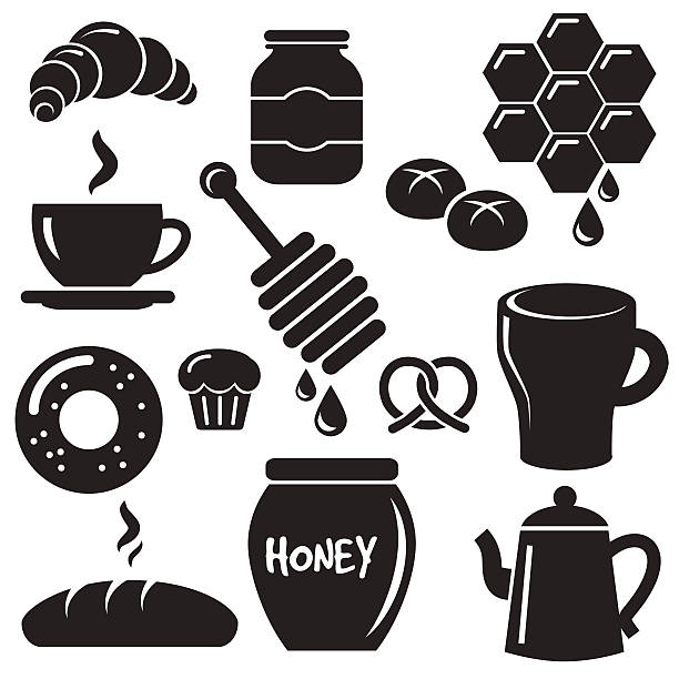 ilustrações, clipart, desenhos animados e ícones de café-da-manhã com pães, bolos e chá. - hot chocolate hot drink heat drinking
