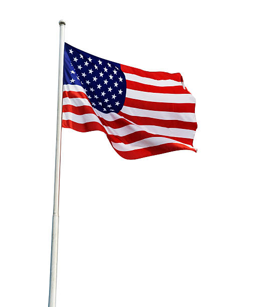 istock American flag waving isolated on white with clipping path 490580431