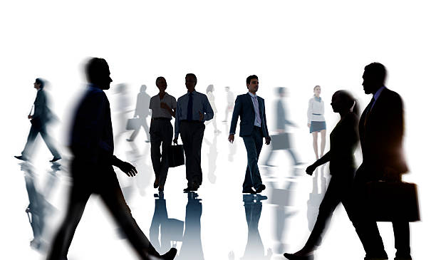 istock Group of business people walking during rush hour 490580625