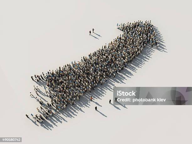 Arrow Of Crowds Stock Photo - Download Image Now - Growth, People, Togetherness