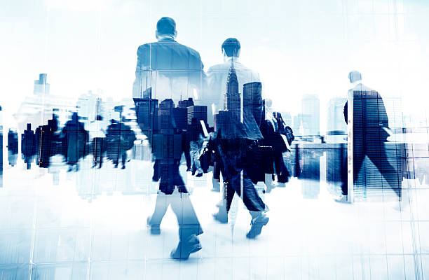 Abstract Image of Business People Walking on the Street Abstract Image of Business People Walking on the Street people walking away stock pictures, royalty-free photos & images