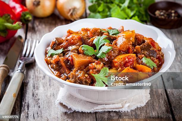 Vegetable Ragout Paprika Eggplant And Tomato Stock Photo - Download Image Now