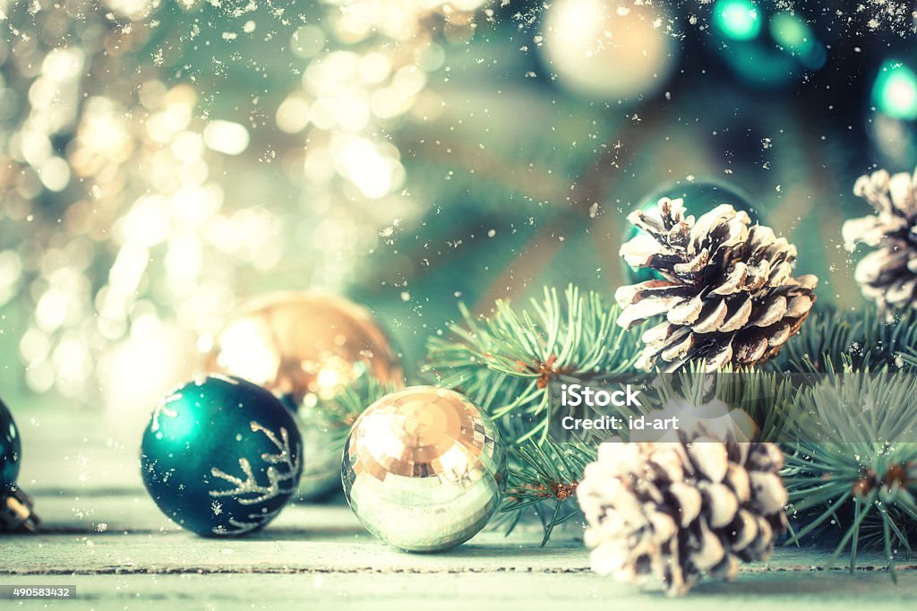 Christmas decoration on abstract background,vintage filter,soft focus Vacations Stock Photo