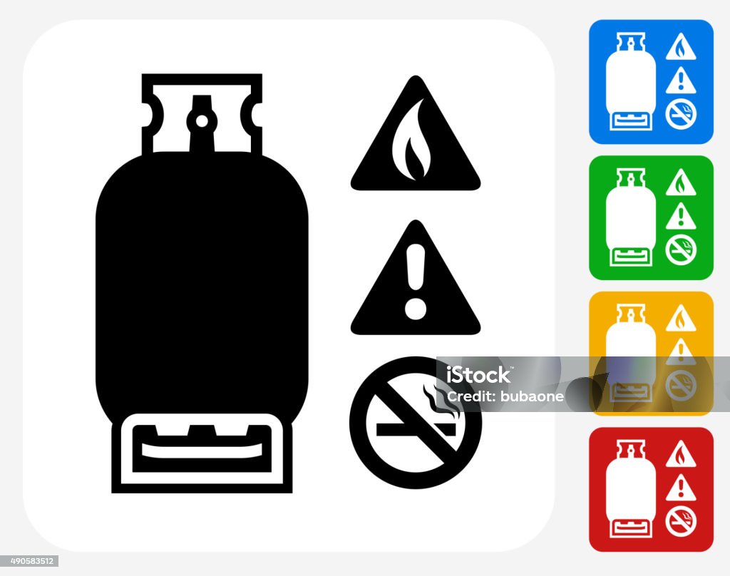 Hazardous Gas Icon Flat Graphic Design Hazardous Gas Icon. This 100% royalty free vector illustration features the main icon pictured in black inside a white square. The alternative color options in blue, green, yellow and red are on the right of the icon and are arranged in a vertical column. Natural Gas stock vector