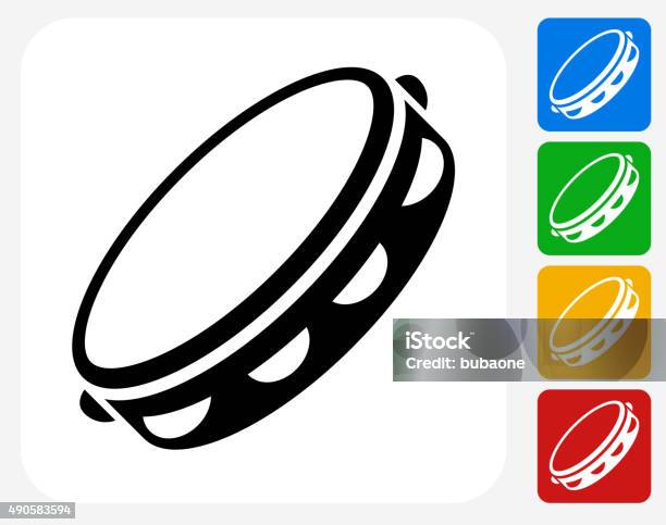 Tambourine Icon Flat Graphic Design Stock Illustration - Download Image Now - Tambourine, Icon Symbol, Cut Out