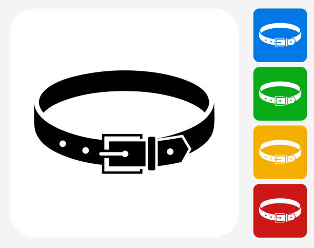 Belt Icon Flat Graphic Design Belt Icon. This 100% royalty free vector illustration features the main icon pictured in black inside a white square. The alternative color options in blue, green, yellow and red are on the right of the icon and are arranged in a vertical column. yellow belt stock illustrations