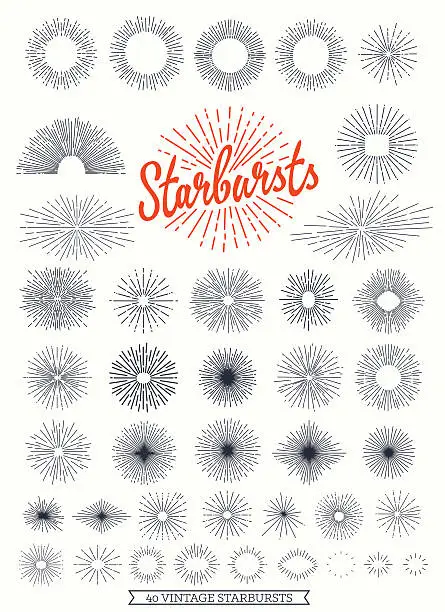 Vector illustration of Starbursts collection for vintage retro logos