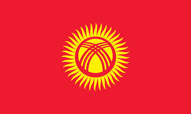 vlajka kyrgyzstánu - kyrgyzstán stock ilustrace