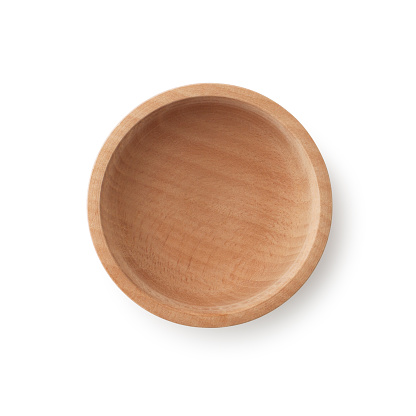 Empty Wooden Bowl , Clipping path , isolated on white