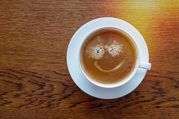 istock Top view of coffee cup with smiley 490588138