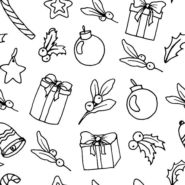 christmas бесшовный узор - christmas backgrounds gift bow stock illustrations