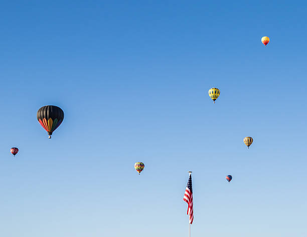 istock Hot Air Balloons Over the American Flag 490589498