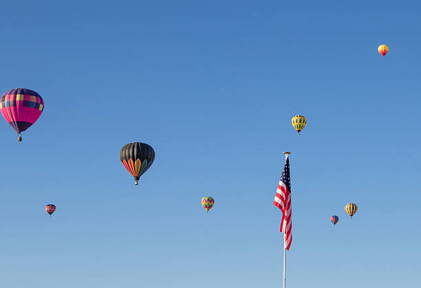 istock Hot Air Balloons Over the American Flag 490589638