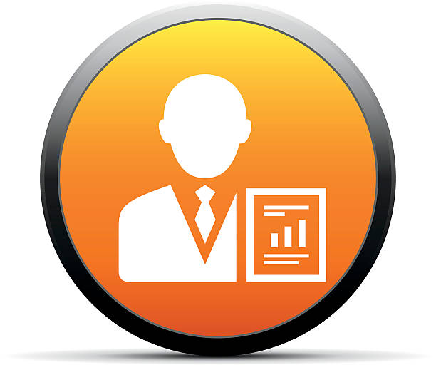 사업가 아이콘을 둥근 버튼을 클릭합니다. simpleseries - teacher isolated business orange stock illustrations