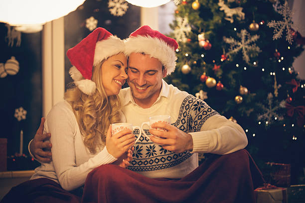 istock Happy couple celebrating Christmas 490592446